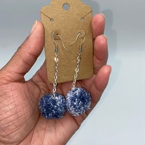 Handmade cozybeanz Denim Pom Pom Earrings